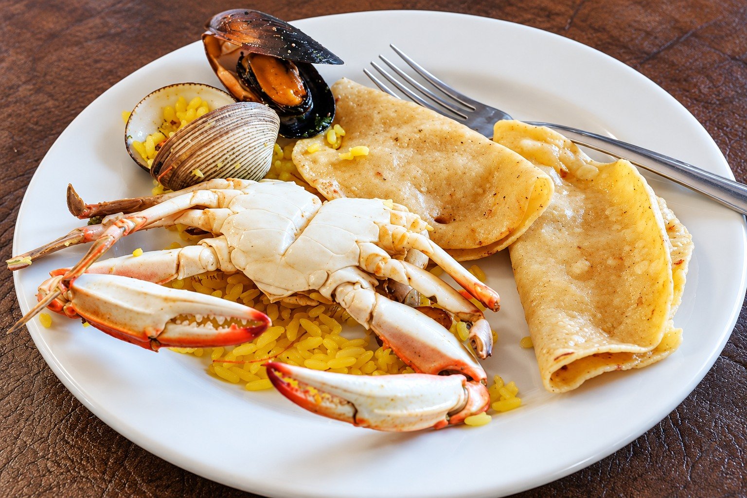 Plato de mariscos con jaiba en Las Acamayas