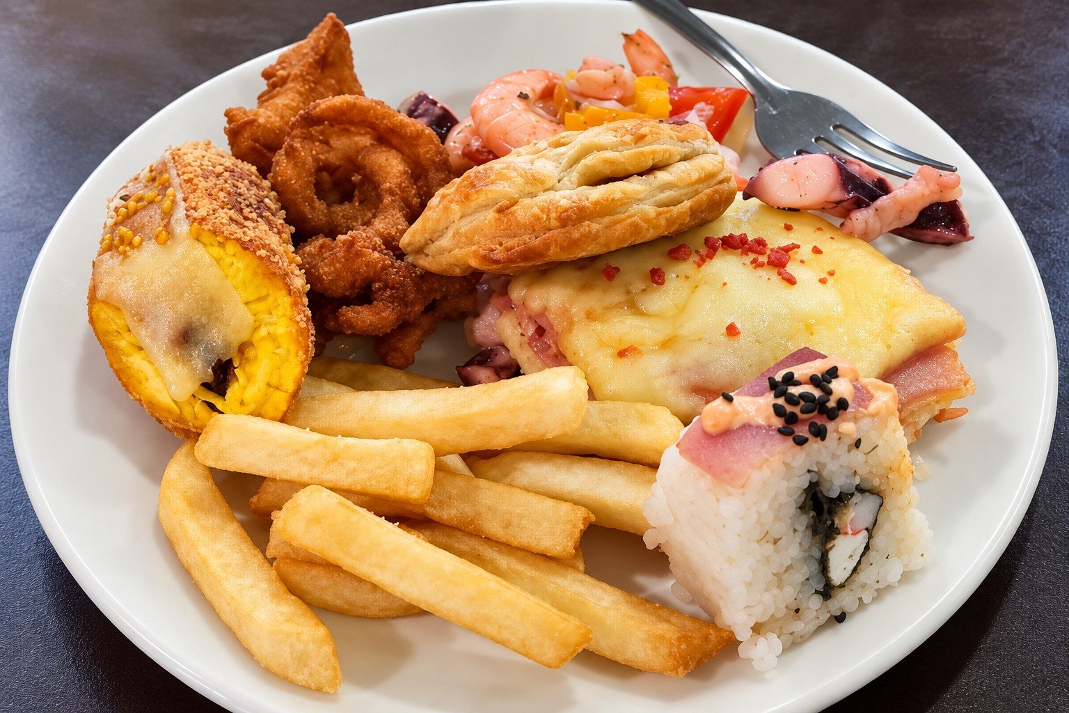 Variedad de buffet en Las Acamayas