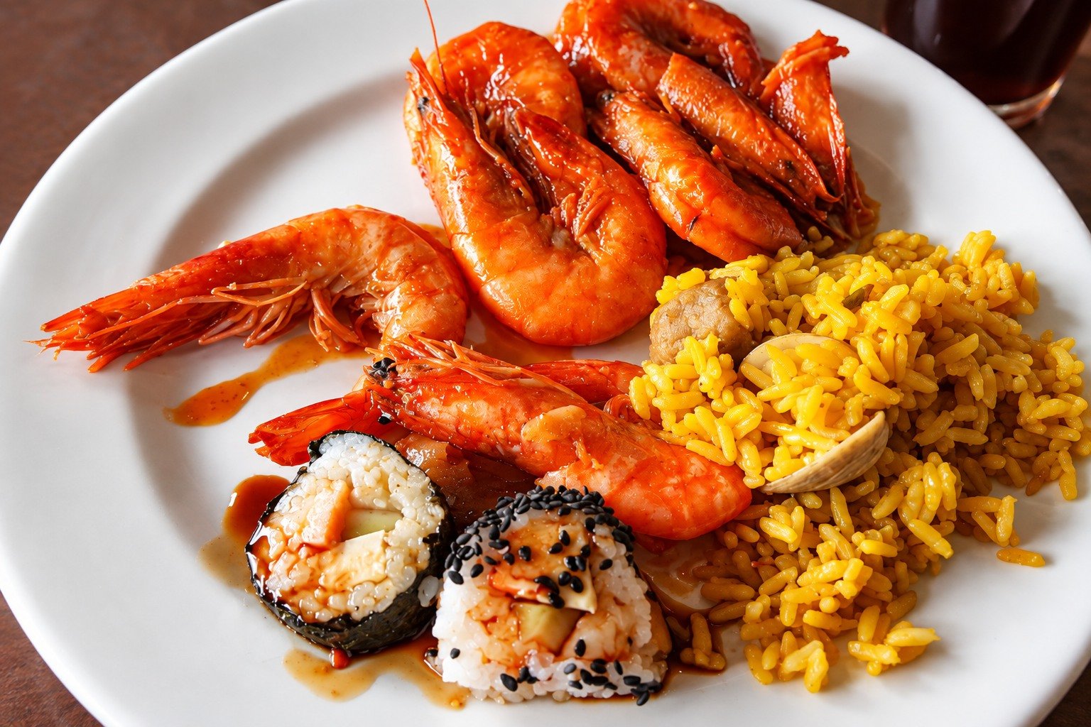 Camarones con arroz en Las Acamayas